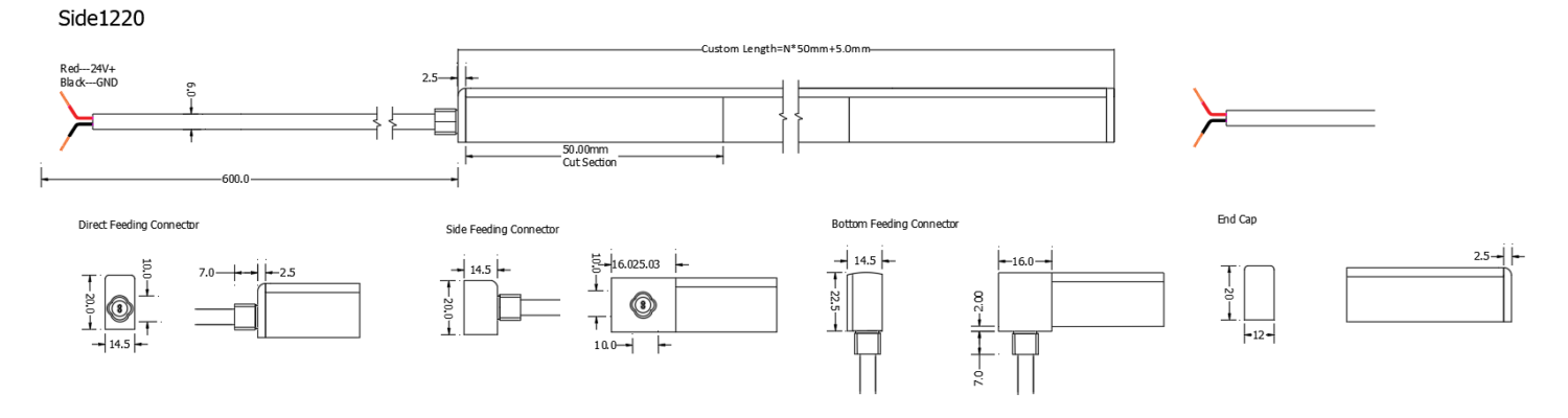 Side Bending LED White Neon Flex Strip Side1220 LL-C1220S 1220mm
