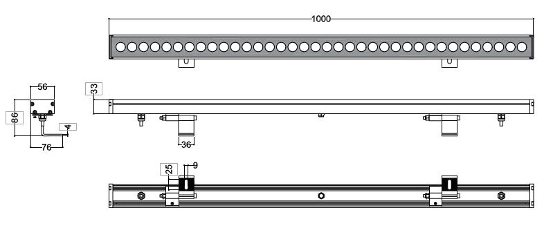 RGBW DMX512 Programmable Linear LED Wall Washe LL-5680 36-72W DC24V